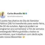 Servidores estaduais do Maranhão terão feriadão de quatro dias em novembro